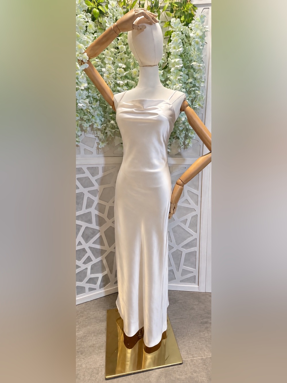 Source Unknown Cream Satin Maxi Slip Dress